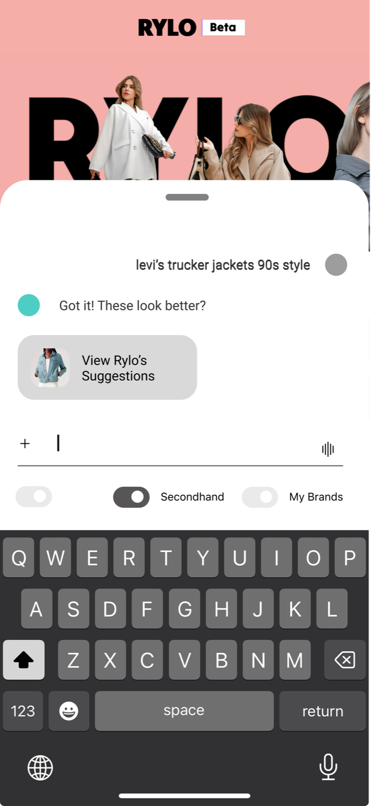Conversational search: refining results with a secondhand filter.