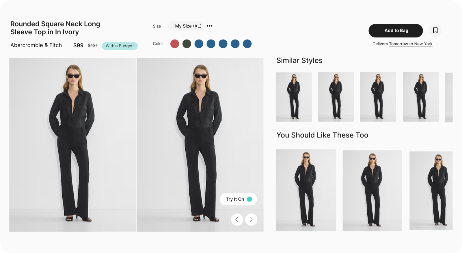 Desktop: product page with similar styles and recommendations.