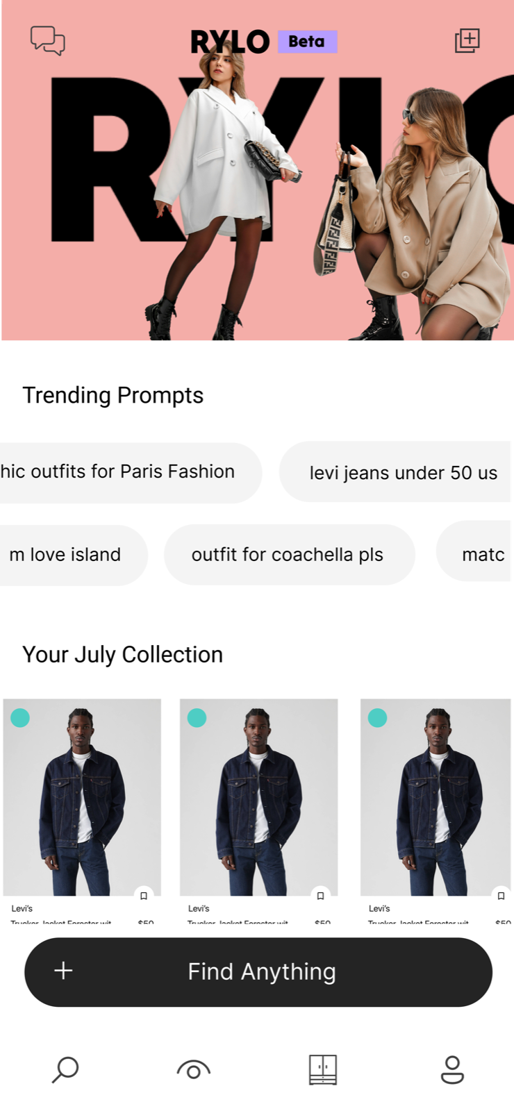 Home: trending prompts and your monthly collection.