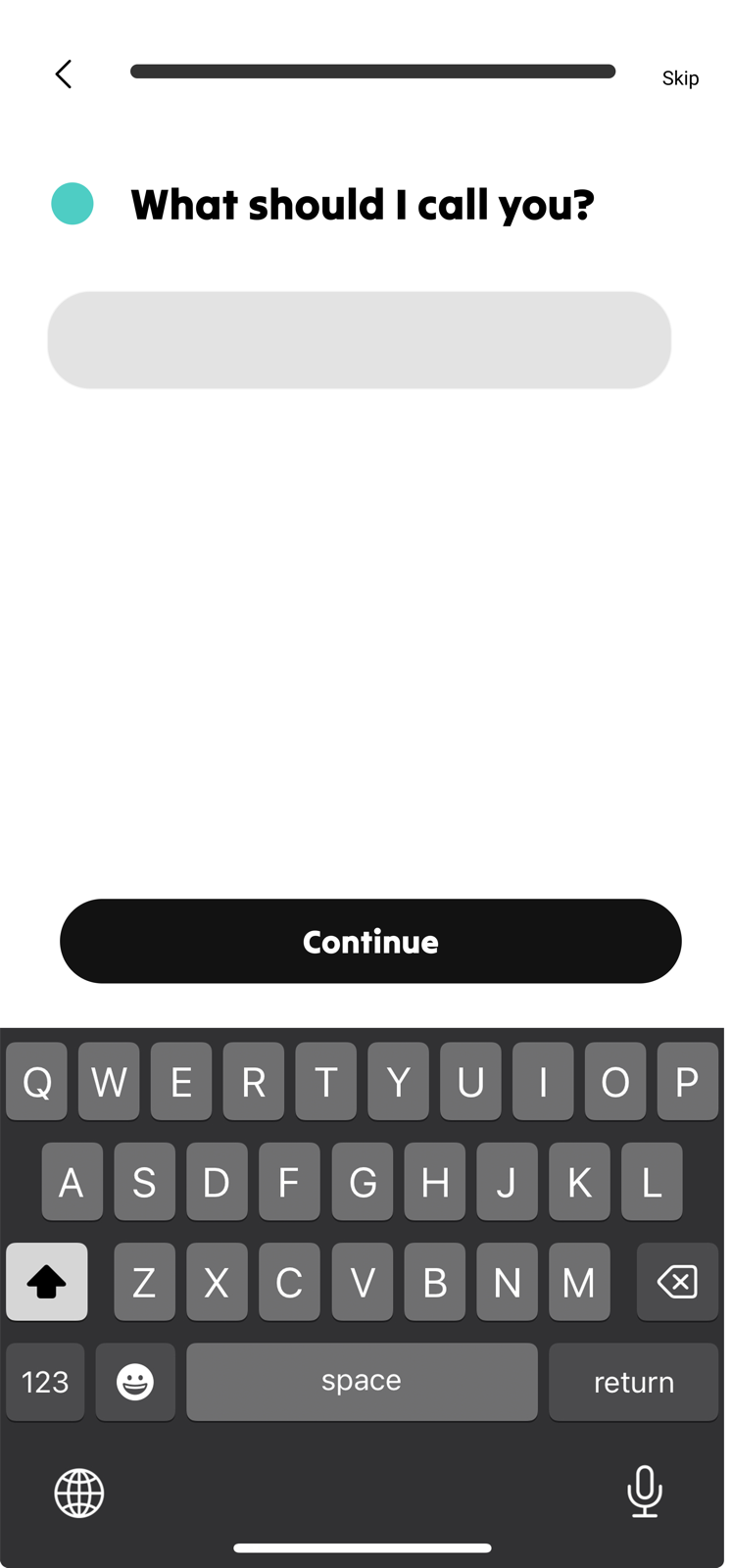 Onboarding: Rylo asks what to call you.