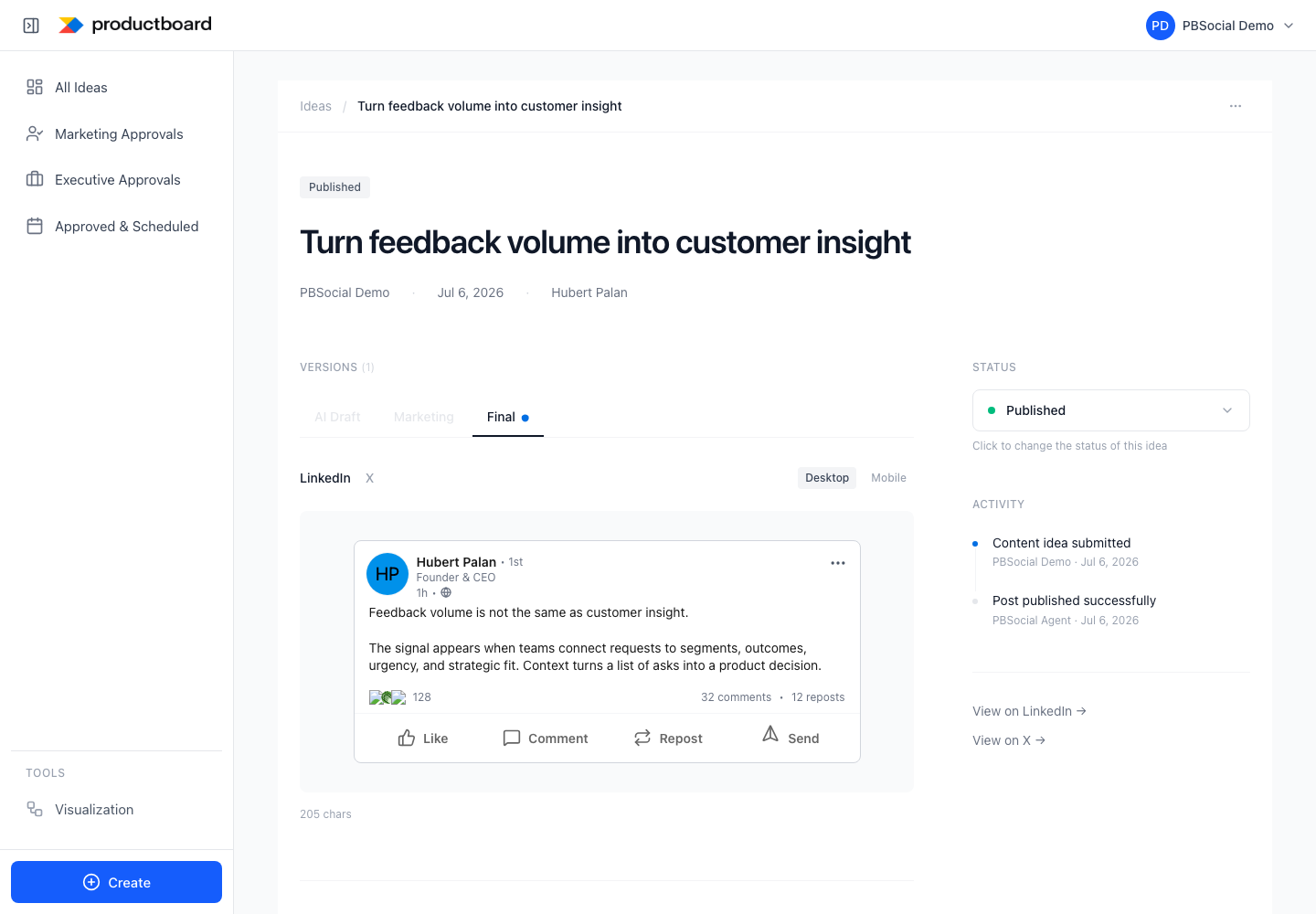 Published post: review final content, status history, and live links.
