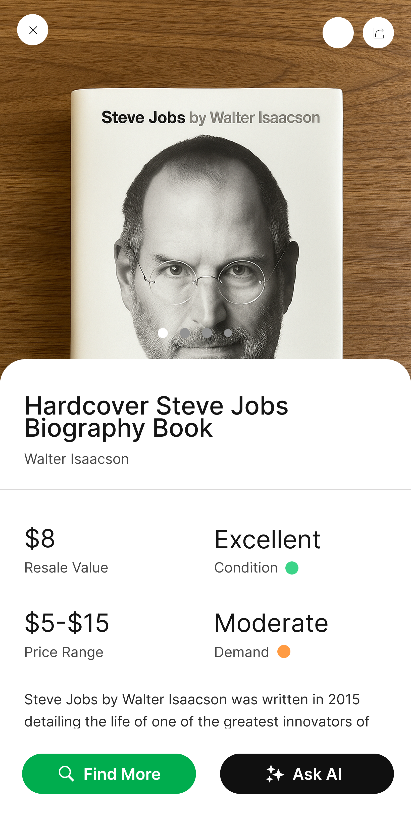 Valuation: resale value, condition, price range, and demand.